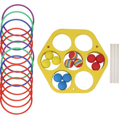 Jeu de lancer d'anneaux de piscine en mousse EVA flottante avec balles pour enfants adultes, sports nautiques, fête en plein air, cercle hexagonal. (1/5)