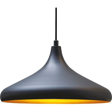 bamyum Champion Suspension Luminaire Vintage, Lustre Salon de 35 cm, Lustre Cuisine en Métal, Lampe E27 Vintage pour Chambre, Suspension Luminaire pour Salle à Manger, Couloir, Noir (1/5)