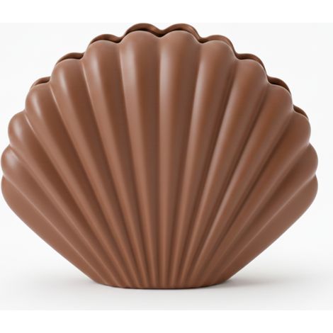 Vaso decorativo a forma di conchiglia, marrone, stile elegante