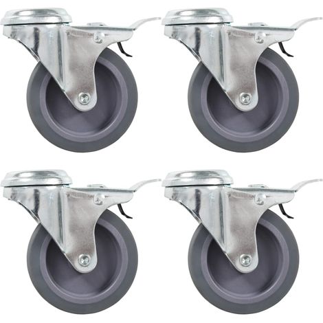 Ruedas giratorias agujero pasador y frenos dobles 4 uds 75 mm vidaXL