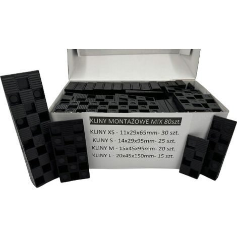 Set di cunei in plastica, cunei di montaggio PER finestre MIX 90 pezzi. XS-S-M-L