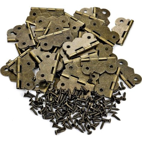 40 Stück 1-Zoll-Vintage-Schmetterlingsscharniere, Beschlagzubehör, geeignet für Bastelholzkisten, Schrankschubladen, Schmuckkästchen, Schrauben inklusive.