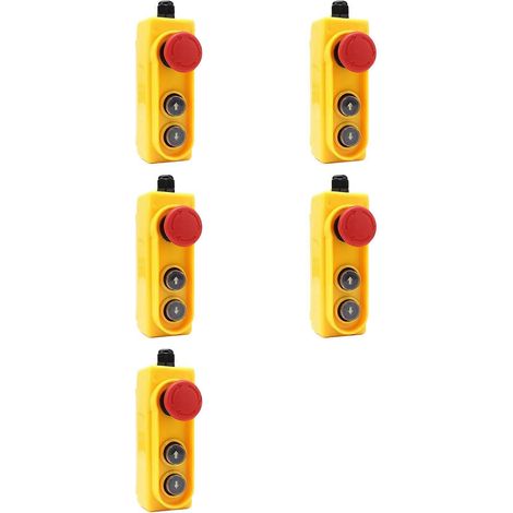 Boîtier de commande étanche à la pluie pour 5 boutons de levage, interrupteur d'arrêt d'urgence, palan électrique à commande directe 2,2 kW, 220 V (1/5)