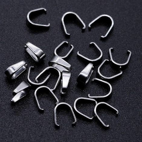 50 pièces de fermoirs à pression, crochets de pendentif résistants au ternissement, clips de pincement, connecteurs de chaîne pour la fabrication artisanale de bijoux et de colliers (7 x 5 x 3 mm) (1/3)
