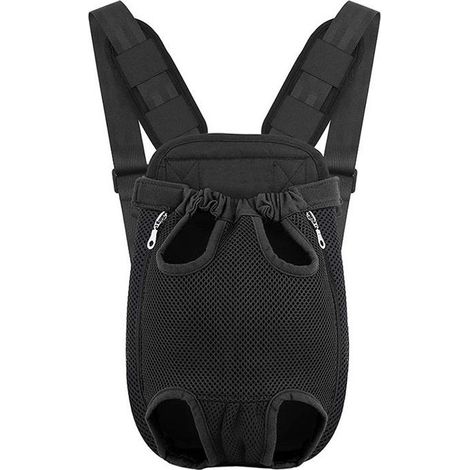 Sac de transport ventral AIMOONSA pour petit chien/chat - sac à dos poitrine noir, respirant, ouvertures pattes/queue