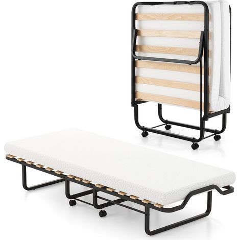 Folding Bed Rollaway Bed Portable Metal Guest Bed With 10cm Memory Foam Mattress (1/5)
