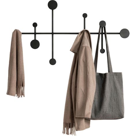 Appendiabiti Da Parete Moderno Con 10 Ganci In Metallo Resistente - 59x33,5 Cm Portata 30 Kg - Kit Montaggio Incluso 59x33,5 Cm