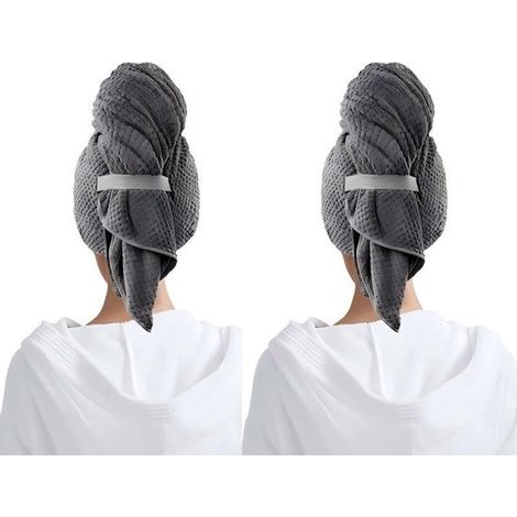 Mikrofaserhandtuch zum Trocknen langer Haare,105 x 63 cm,Großes Haarhandtuch,Schnelltrocknend und super saugfähig,2er-Set (1/5)