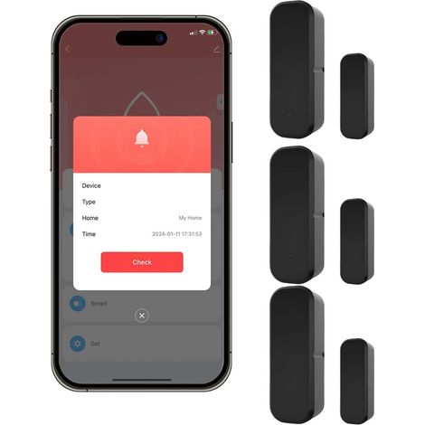 3 capteurs de Porte WiFi, capteur d'alarme de Porte, Alarme de Porte Intelligente, capteur-d'ouverture de Porte sans Fil (1/5)
