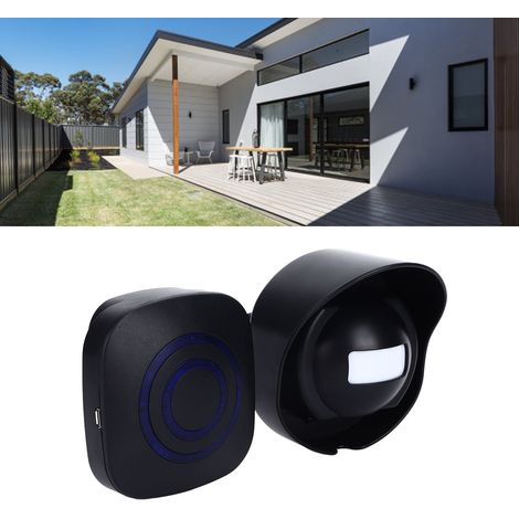 Sonnette de porte intelligente sans fil étanche avec capteur, alarme de sécurité pour allée et jardin (1 alarme + 1 capteur, 110-240V, norme européenne) (1/5)