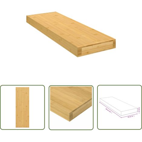 Furniture Limited - Étagère murale 60x20x4 cm bambou (1/4)