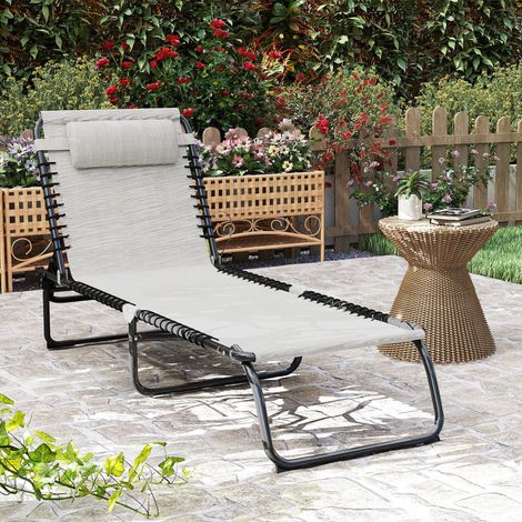 Chaise longue pliante, transat de jardin, chaise longue avec dossier réglable 4 positions, chaise longue de camping résistante aux intempéries, charge maximale 120 kg, pour jardin, plage, piscine, bla