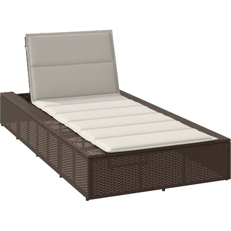 Sonnenliege mit schwebender Auflage Braun Poly Rattan