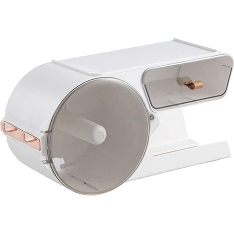 Support de sèche-cheveux en plastique, distributeur papier toilette pour salle bain, sans perçage (1/5)