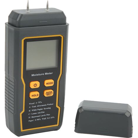 Humidimètre numérique à broches, 4 modes de mesure, écran LCD rétroéclairé, arrêt automatique, pour bois, papier, mur et sol, 2 broches (1/5)