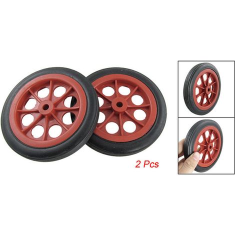 2 Roues De Remplacement Pour Caddie 4.4 Pouces Rouge Et Noir (1/2)