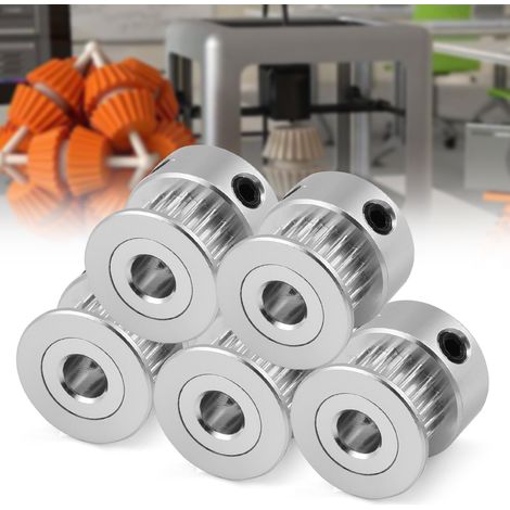 Lot de 5 poulies de distribution synchrones en alliage d'aluminium 2GT 20T pour imprimante 3D, diamètre 5 mm (1/5)