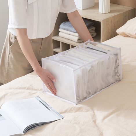 Kleiderschrank-Organizer mit 9 Fächern für T-Shirts – weiß (1/2)