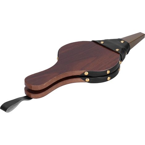 Soufflet Cheminée - Souffleur Air Manuel Portatif Bois MDF Cuir Synthétique Fer - Pour Feu de Bois Barbecue Camping Extérieur - 1 Pièce (1/5)