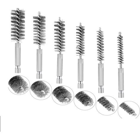 Ensemble de 6 brosses hexagonales pour tuyaux, argent