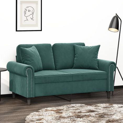 Sofá de 2 plazas con cojines terciopelo verde oscuro 120 cm vidaXL (1/5)