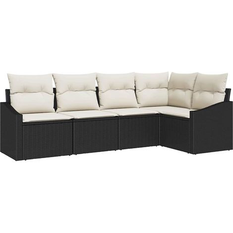 Maison Exclusive - Set Divano da Giardino 5 pcs Nero e Bianco polyrattan