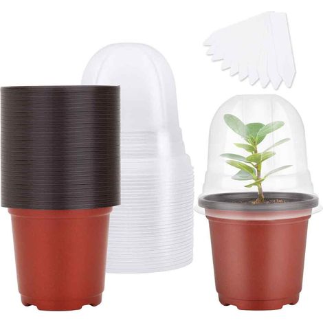 Pot De Culture - Bac à Semis - Avec Couvercle Humidité - 8 Trous Drainage - Silicone Souple - Lot De 10 (1/5)