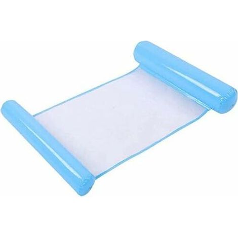 Hamac gonflable flottant idéal en forme de cygne 4 en 1 [Hamac + Chaise longue + Bouée + Selle d'entraînement] pour piscine, plage et mer - Bleu (Bleu clair)-AquaForge (1/5)