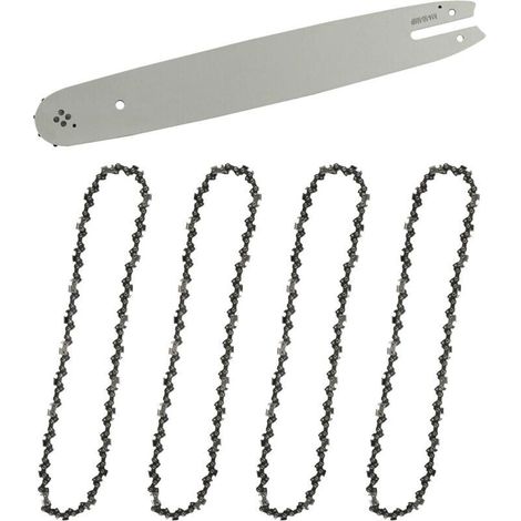 Guide-chaîne & 4 Chaînes de tronçonneuses,Guide tronçonneuse 35cm,Chaînes de tronçonneuses à gouges carrées 3/8" 1,3 mm 50 maillons longueur compatible avec STIHL (1/4)