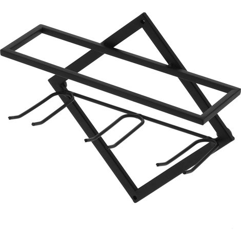 Support mural pour bouteille de vin, étagère de rangement en métal noir, porte-bouteilles design pour cave à vin, bar et salon, lot de 2 (1/5)