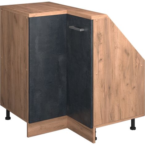 Mobile sottotetto Mobile angolare Rion, Calce nera/Rovere dorato, 75.6 x 81.6 cm con 1 porta, Vicco (1/5)