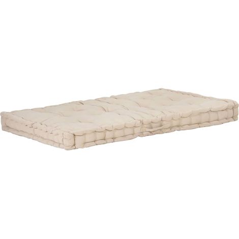 Coussin de plancher de palette d'extérieur Coton 120x80x10 cm Beige (1/5)