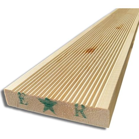 Pavimento in Legno Antiscivolo da 14,5x2,7 cm, 5pz da 200 cm, Naturale