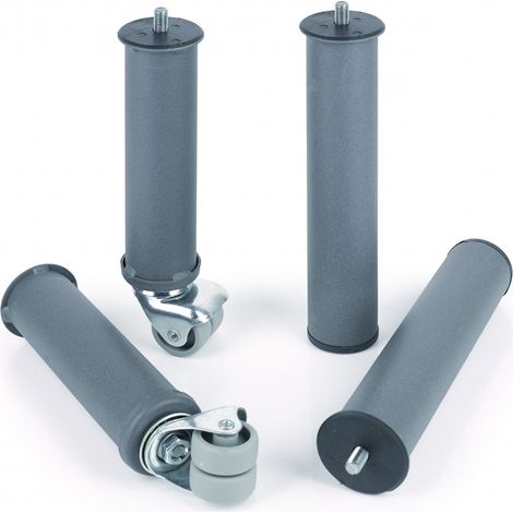Pack Patas Cilíndricas con Rueda metálica - 27 cm altura