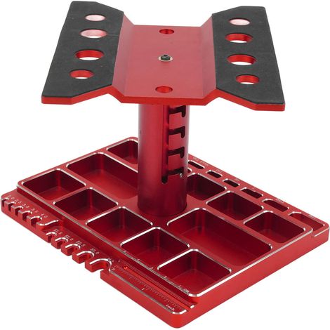Support de réparation pour voiture RC, rotatif à 360°, verrouillable et réglable en hauteur, en alliage d'aluminium rouge. (1/5)