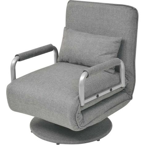 Fauteuil/canapé-lit pivotant, tissu gris clair (1/5)