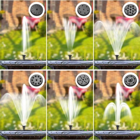 Ortviai Pompe à eau solaire 4 W pour fontaine extérieure – 120 L/h, 50 cm de hauteur, 6 modes, 9 buses, câble 1,5 m