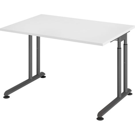 bümö Schreibtisch Serie-Z Rechteck: 120 x 80 cm  Weiß Graphit (1/3)
