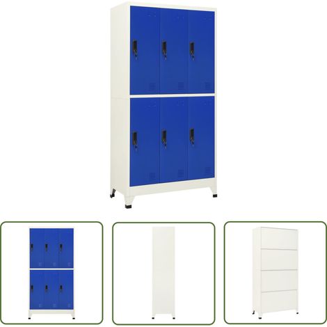 The Living Store Schließfachschrank Grau und Blau 90x45x180 cm Stahl - Schliessfachschrank - Metallschrank - Garderobe - Bürobedarf - Abstellraumorganisation (1/5)