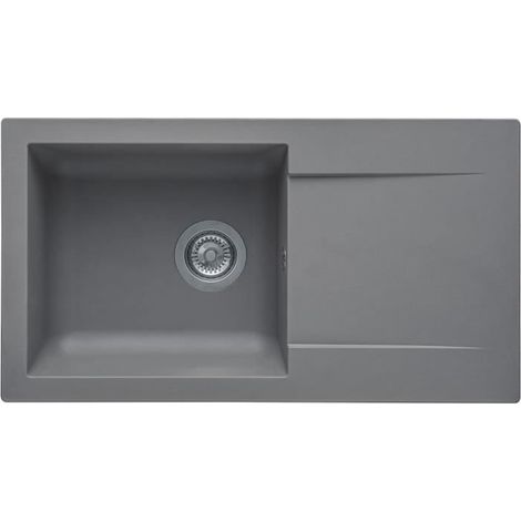 STRADOUR Evier a encastrer EINNA, en SMC GRIS BETON - 16, 1 bac, dim. 78 43,5 cm, vidage manuel (1/2)