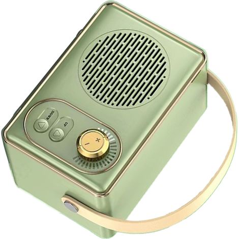 Enceinte rétro, son clair, enceinte sans fil portable vintage, petite, idéale pour la maison, les voyages et l'extérieur, verte (1/5)