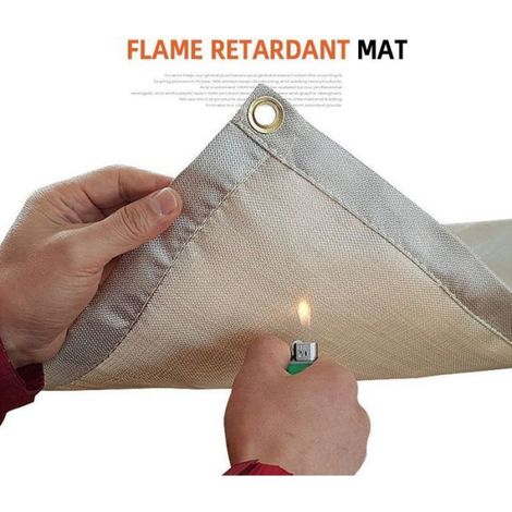 Couverture de soudage ignifuge – Tapis en fibre de verre pour terrasse, barbecue, réchaud extérieur, camping, grill, fe (1/5)