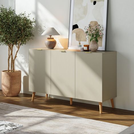 Credenza Nand Madia con 3 Ante Scanalate 120x40x76 cm color