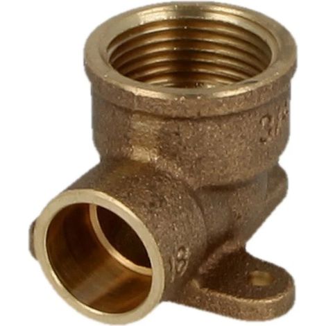Raccord à braser laiton rouge coude à plaque 18 mm x 1/2’’ F/FF