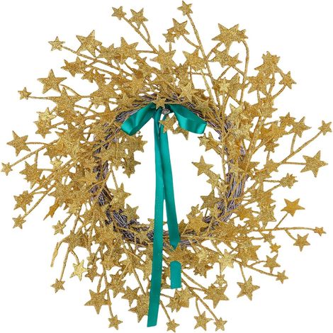 Couronne décorative d ' Accent pour la Maison avec étoiles, 21, 65 x 21, 65 Pouces, décoration de Porte de Vigne pour Porte d ' entrée, entrée, Mur et Toile de de fête (1/5)