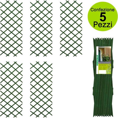 Multipack da 5 pz tralicci estensibili 0,30 x h 1,80 metri in legno di pino duro colore verde
