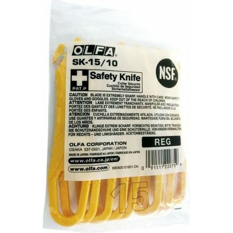 Taglierino di sicurezza monouso SK-15/10 con lama a scomparsa - Confezione da 10 taglierini di sicurezza monouso OLFA (1/5)