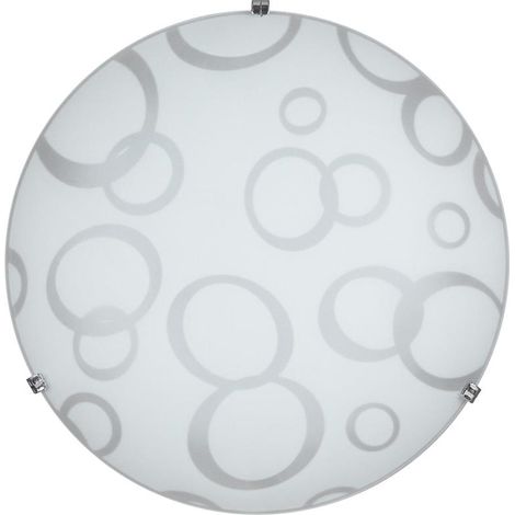 Plafoniera 1xE27 Ganci Cromo Vetro Lastra Bianco Decorato Cerchi E-Energy Daria (1/3)
