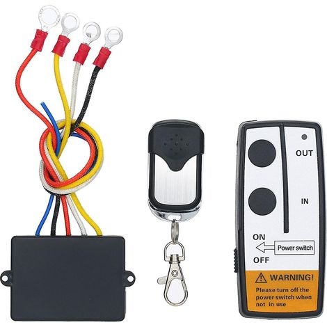 Universelles 12-V-Funkfernbedienungsset für Seilwinden, 12 V, 15 m Reichweite, 2 Fernbedienungen mit Kontrollleuchte für LKW