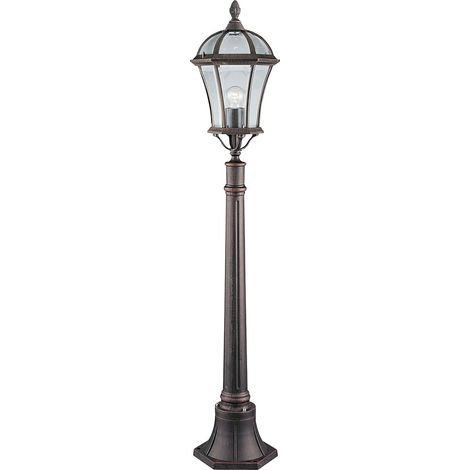Paletto Da Esterno Vintage - Decò Capri Alluminio Marrone Vetro 1 Luce E27